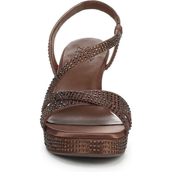 Naturalizer Women Chocolate Satin Polyurethane Rounded Open Toes Platform Shoes - Picture 2 of 9